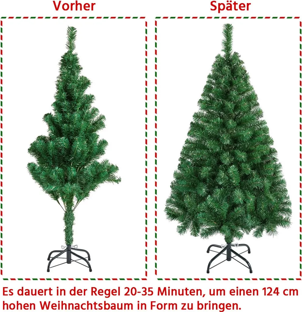 Yaheetech Kunstkerstboom 124 cm met Inklapbare Voet, Groen
