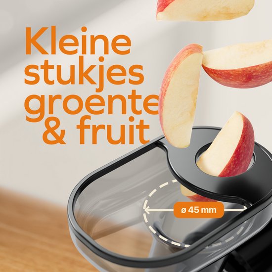 KitchenBrothers Slowjuicer - Compact - Juicer - Groenten en Fruitpers - 45 mm - 500 ml - Zwart