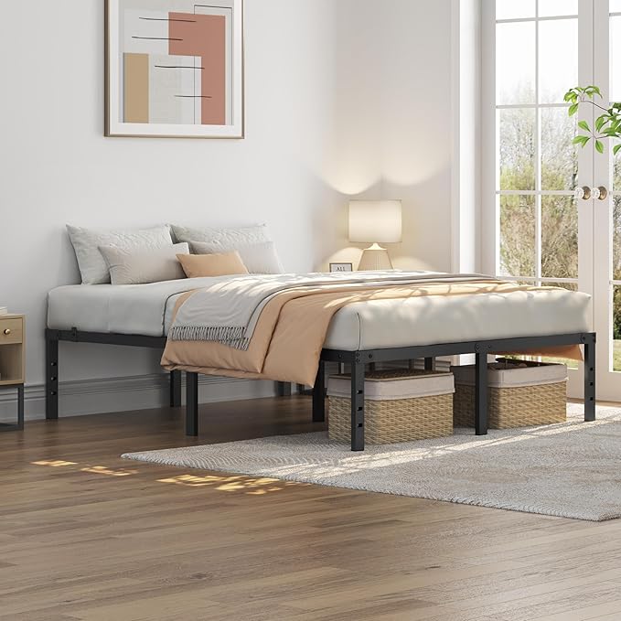 Yaheetech Metalen Bedframe 160 x 200 cm – Zwart – 201 x 162 x 41,5 cm – Zonder Hoofd- en Voetbord