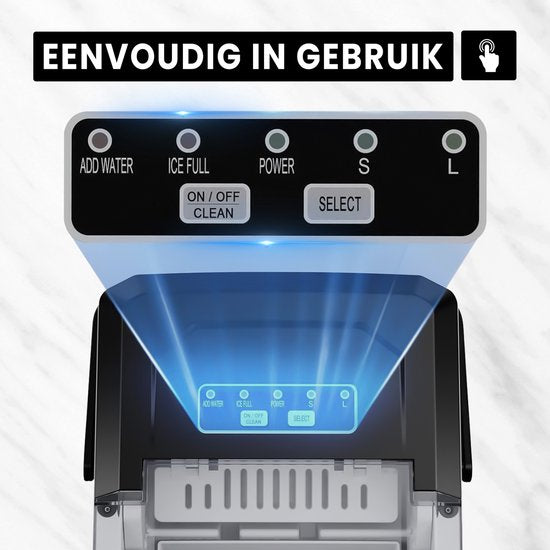 Kicinn IJsblokjesmachine - IJsblokjes Machine - IJsblokjesmaker - IJsschep - 12kg/24uur - Zelfreinigingsfunctie - Zwart