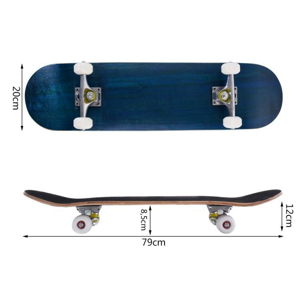 Coast Skateboard voor Beginners - 80 x 20 cm - Complete Cruiser met ABEC-7 Kogellagers - 7-Laags Longboard Esdoornhout - Marineblauw