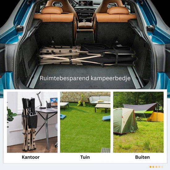 Yaheetech Veldbed 186 x 66 cm - Opvouwbaar Kampeerbed - 150 kg - Draagtas - Zwart