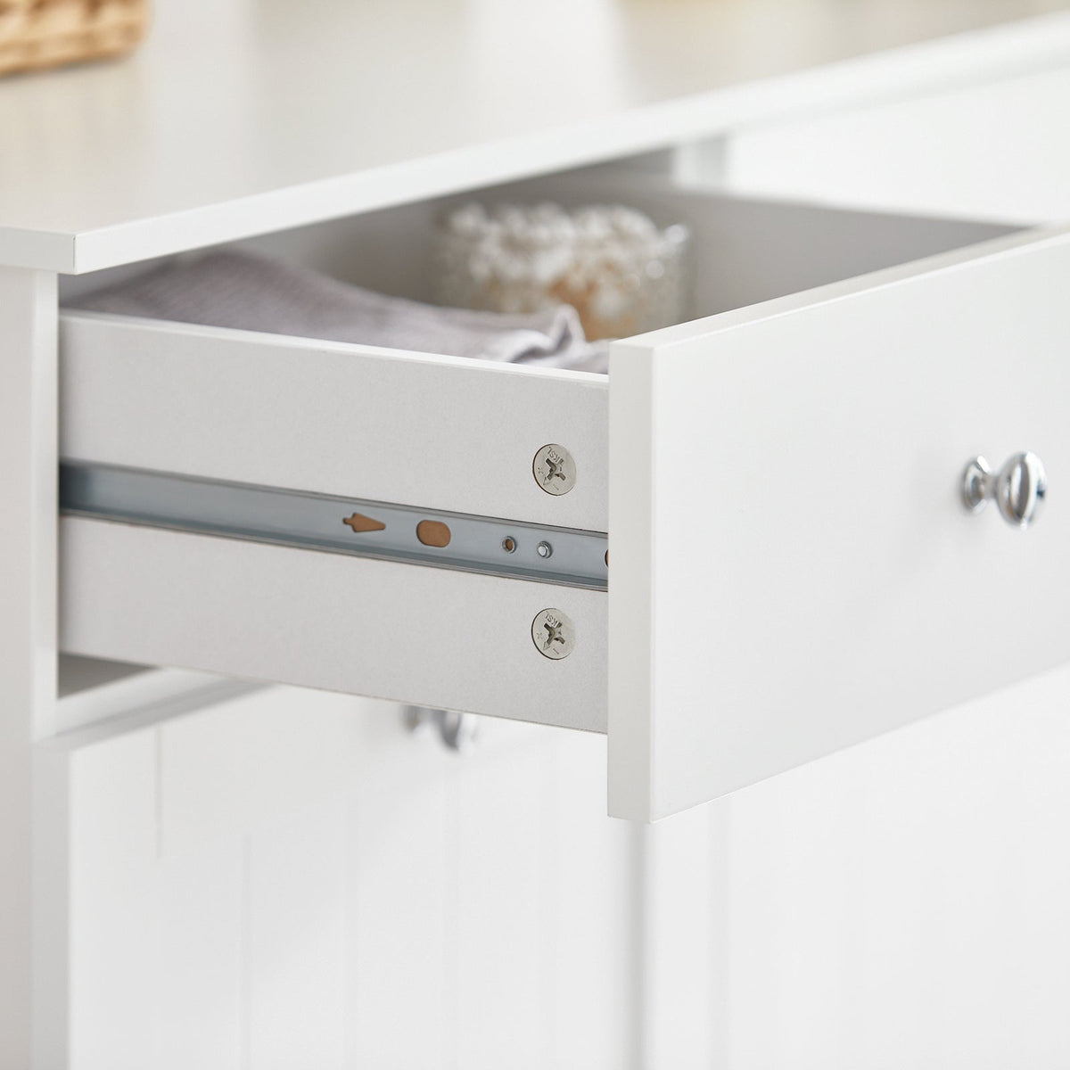 SoBuy BZR33-II-W Badkamerkast Met 2 Lades - 2 Verwijderbare Wasmanden – Modern Design – Wit – 78x38x90 cm