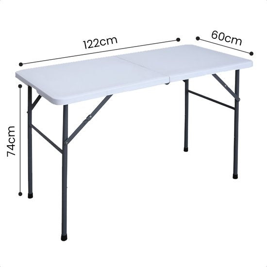 Goliving Klaptafel – Inklapbaar & Weerbestendig – max. 100 kg – 122 x 60 x 74 cm – Wit