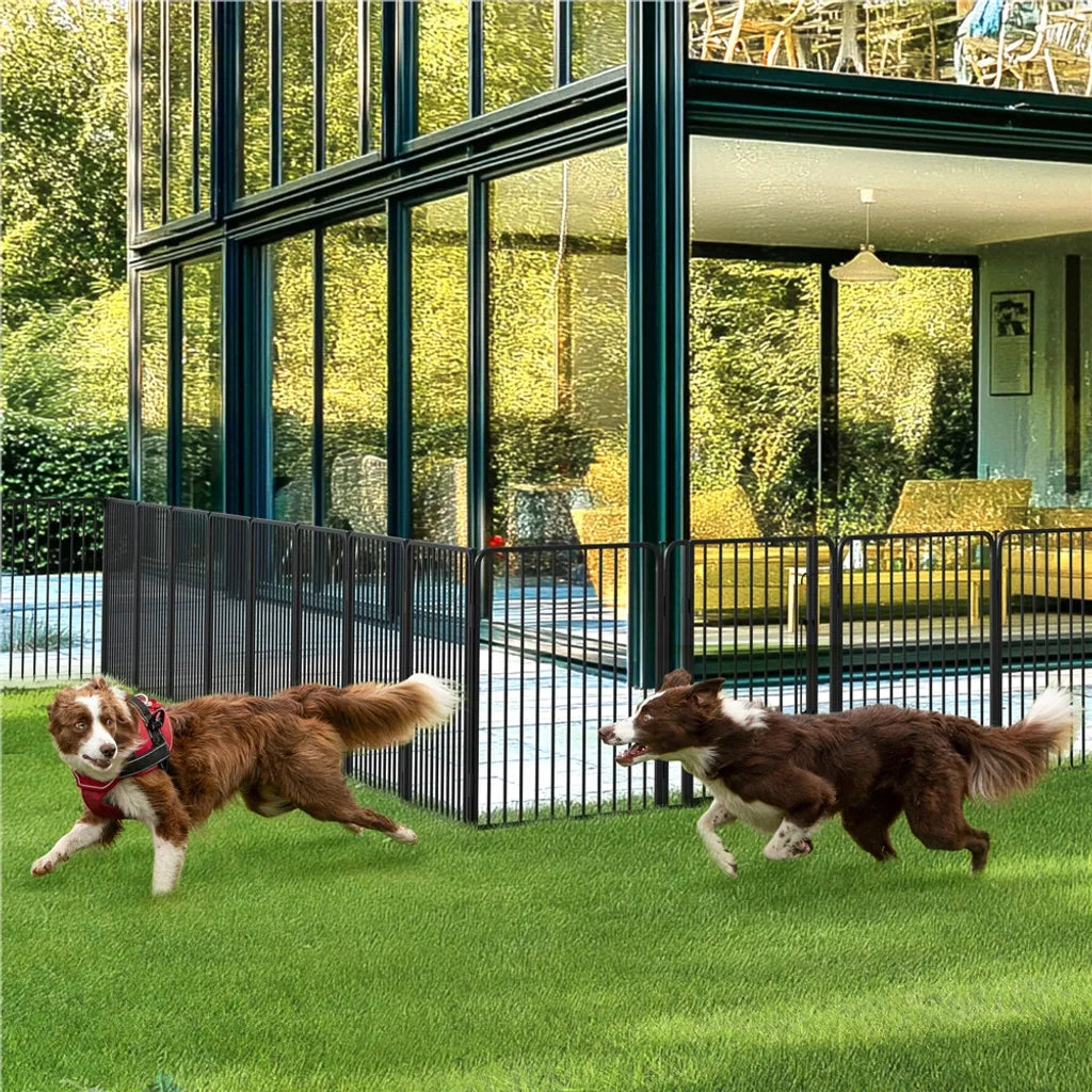 Yaheetech Puppyren & Hondenren 8 Panelen - Zwart - 80 cm Hoog - Opvouwbaar met Deur en Veiligheidsslot