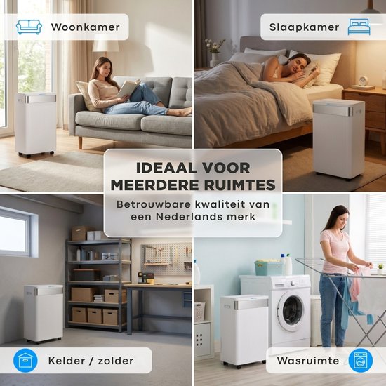 Aironex Luchtontvochtiger 20L per dag – Wasdroogfunctie – Tot 70 m² – Stil – Met App & Ionisator – Voor Kelder, Woonkamer, Slaapkamer & Badkamer – Dehumidifier