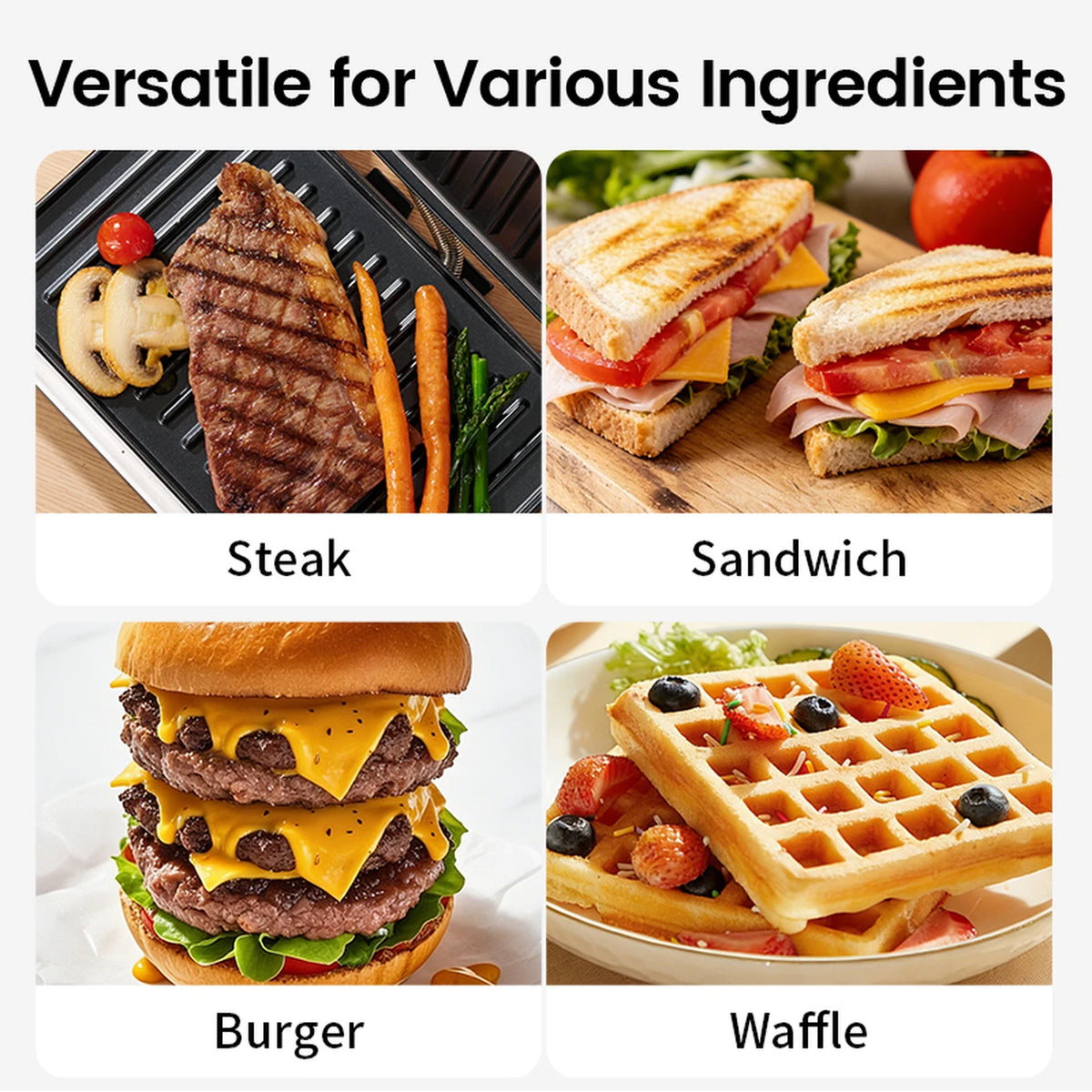 Ochama Contactgrill 800 W - Tosti- en Paninigrill - Antiaanbaklaag - Dubbelzijdige Verwarming - Bakplaten 22,5 x 14 cm