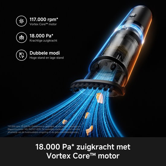 MOVA H10 – Handstofzuiger – 18.000 Pa – HEPA – 12 min