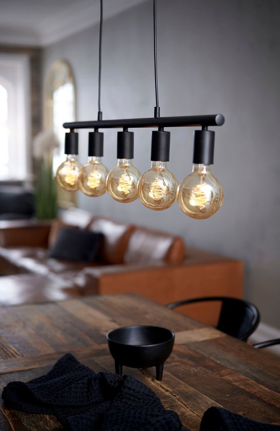 Nordlux - Paco 5-Spot Hanglamp Black - 5 lichtpunten - Zwart - Metaal - 42 x 80 x 11.5 cm