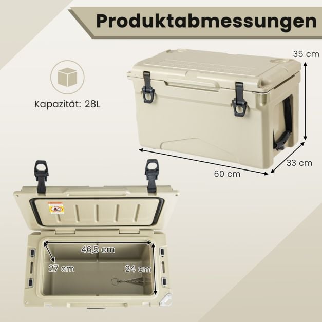 Coast Rotatiegegoten Koelbox 28 L – 60 x 33 x 35 cm – Khaki
