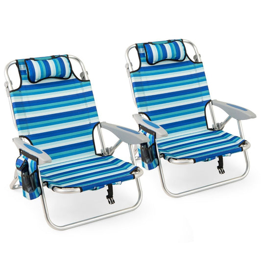 Coast Opvouwbare Strandstoel Set - Verstelbare Rugleuning - Inclusief Koelbox - Blauw