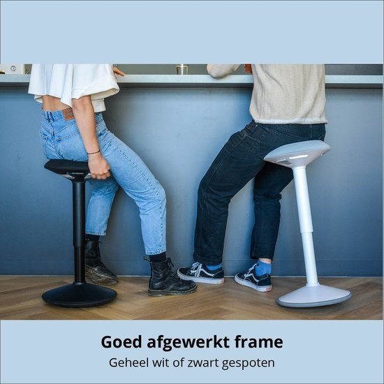 Bckz Wiebelkruk Wit| Hoogte 55-80cm | Balanskruk | Zit-sta kruk | Ergonomische bureaustoel | zadelkruk