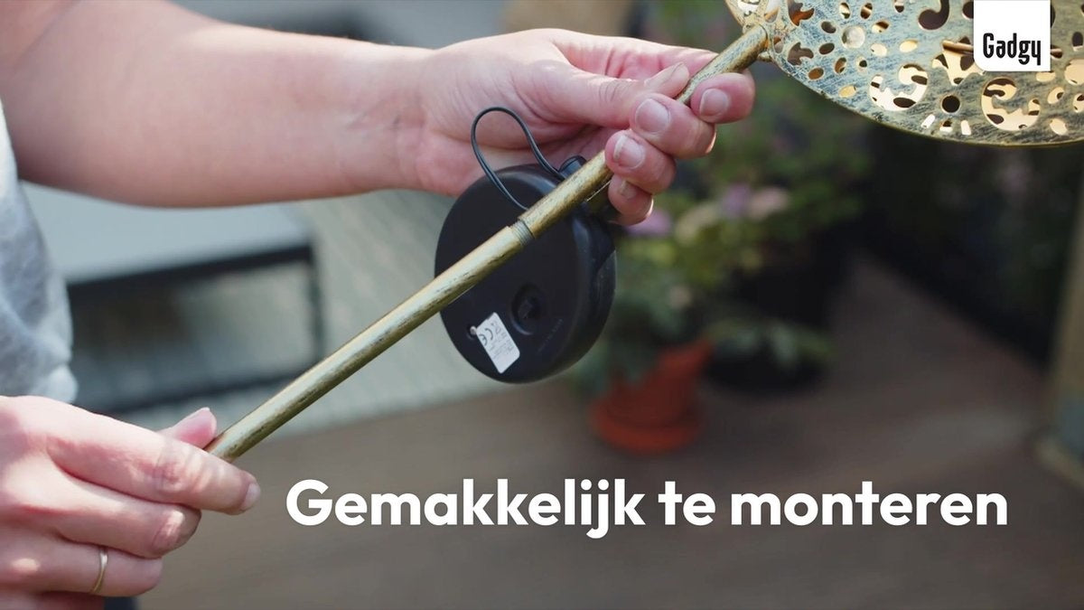 Gadgy Solar Maan Lamp met grondspies - Set van 2 st. - LED met Sensor - 88 cm hoog - Brons - Metaal