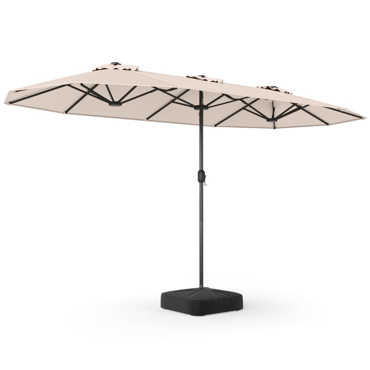 Coast dubbele terrasparasol - extra groot - met zwengel en verzwaarde voet - beige 400 x 212 cm