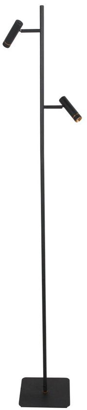 Vloerlamp Lumo 4608ZW - moderne zwarte LED leeslamp van Mexlite, 125 cm hoog, draaibaar en kantelbaar, met verstelbare lichtpunten en touchdimmer