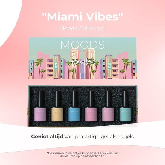 Moods Gellac 6-delige Set - Gel Nagellak - 8ML - Miami Vibes Edition - Gellac - Nagels - Gellak Starterspakket - Pastel Kleuren