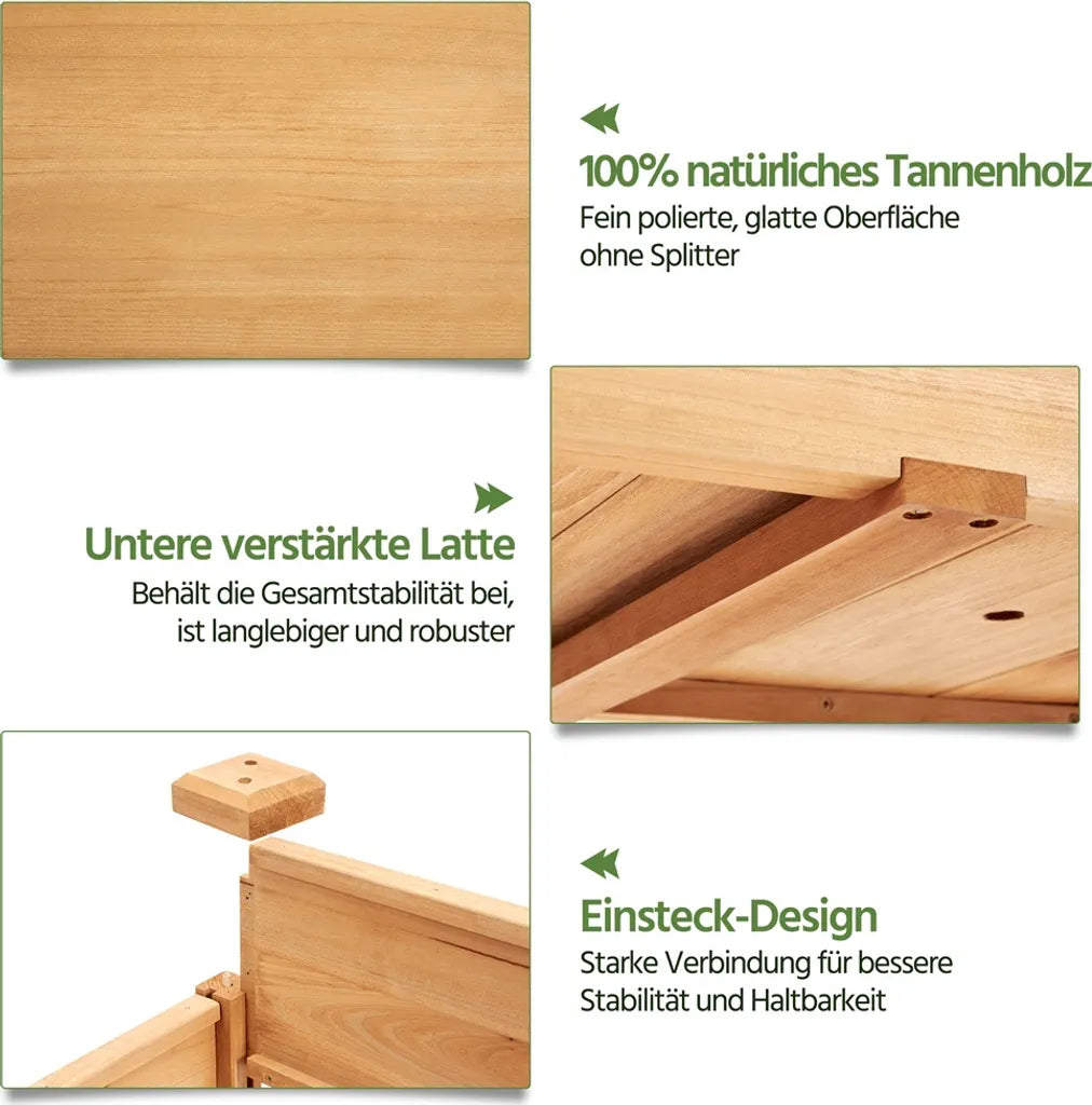 Yaheetech Verhoogde Plantenbak op Wielen 87 x 47 x 83,5 cm - Lichtbruin - Houten Kweekbak met Opbergplank
