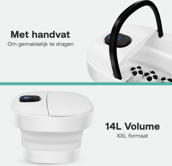 Niceey Voetenbad ZD3000 – Infrarood Massage, Bubbelfunctie, Opvouwbaar, 14L, Afstandsbediening, Tot 48°C – Wit