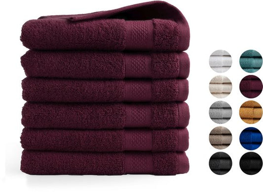 DoubleDry XL Handdoeken 70 x 140 - set van 6 - Hotel kwaliteit 500 g/m2 - 6x Bordeaux Rood