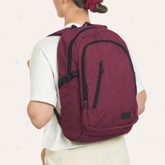 TRVLMORE Rugzak met Levenslange - Rugtas met 15,6 Inch Laptopvak - Schooltas - Spatwaterdicht - Heren en Dames - Jongens en Meisjes - 25L - Burgundy