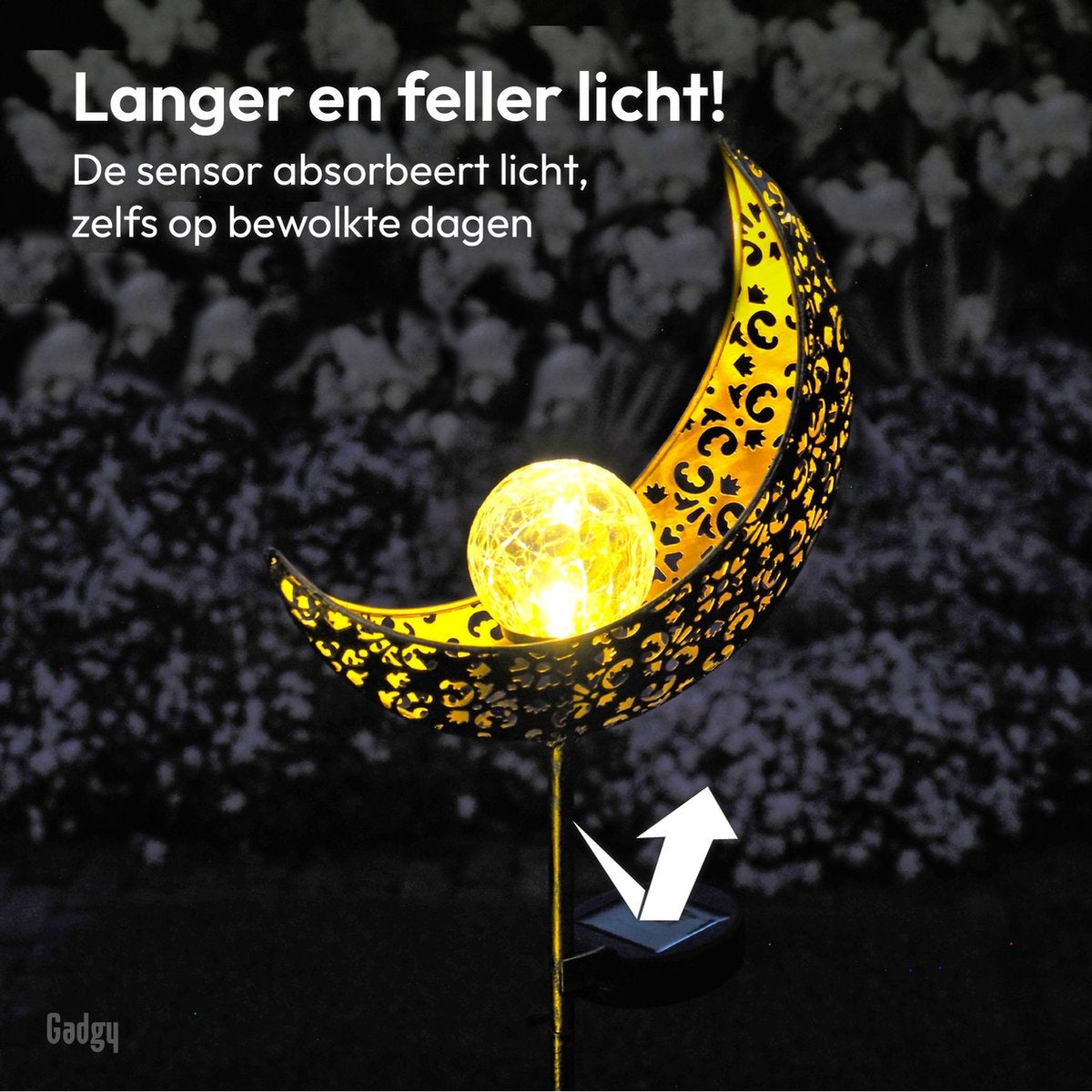 Gadgy Solar Maan Lamp met grondspies - Set van 2 st. - LED met Sensor - 88 cm hoog - Brons - Metaal