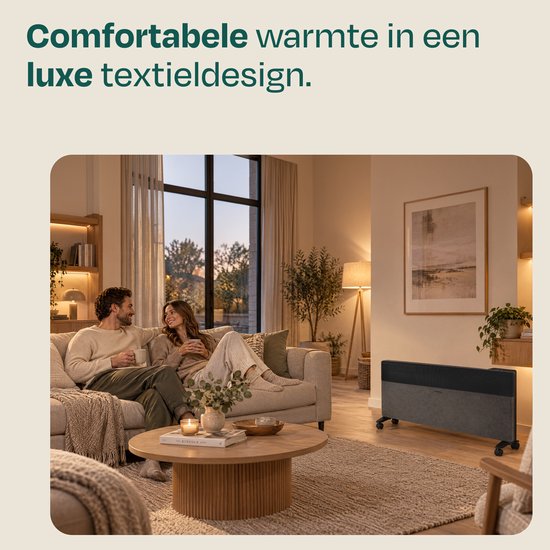 VONROC Luxe Elektrische Kachel – Textiel Paneel - Inverter - 2500W – 30m² – Zwart – wifi
