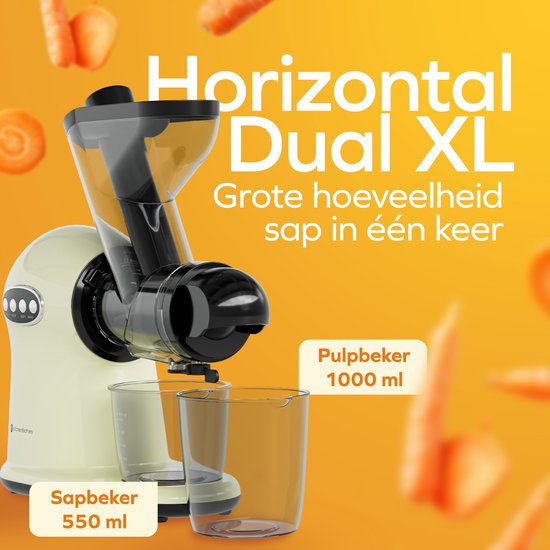 KitchenBrothers Slowjuicer XL - Juicer - Groenten en Fruitpers - 43 mm en 70 mm invoer - 500 ml - Champagne