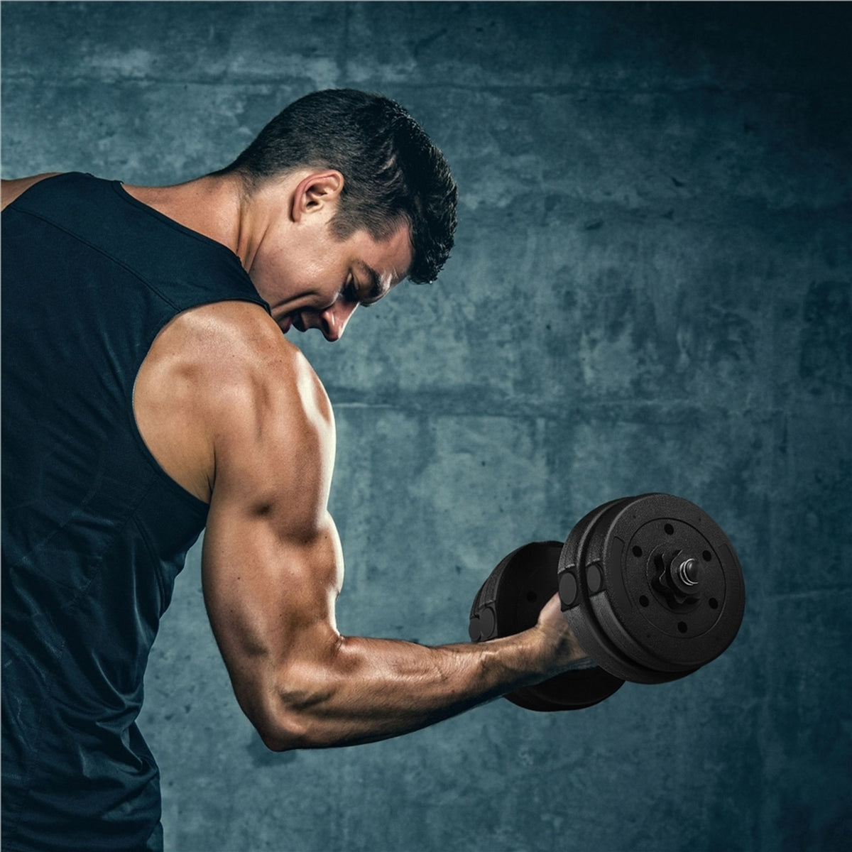 Yaheetech verstelbare dumbbell set 2x 15 kg zwart - 33,7 cm halterstang - Ø30 mm grip