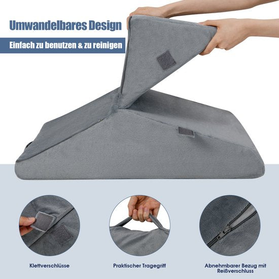 COSTWAY Wigkussen, leeskussen, rugkussen, beenkussen, geheugenschuimovertrek, wasbaar, Reflux kussen, volwassenen, bedzitkussen, ergonomisch, venussen, relaxkussen voor bed en bank, 58 x 36 x 50,5 cm