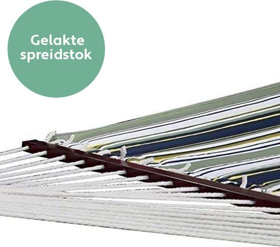 Vita5 Hangmat met Standaard en Spreidstok – 2 Persoons – Afneembaar kussen – uv-bestendig – Blauw