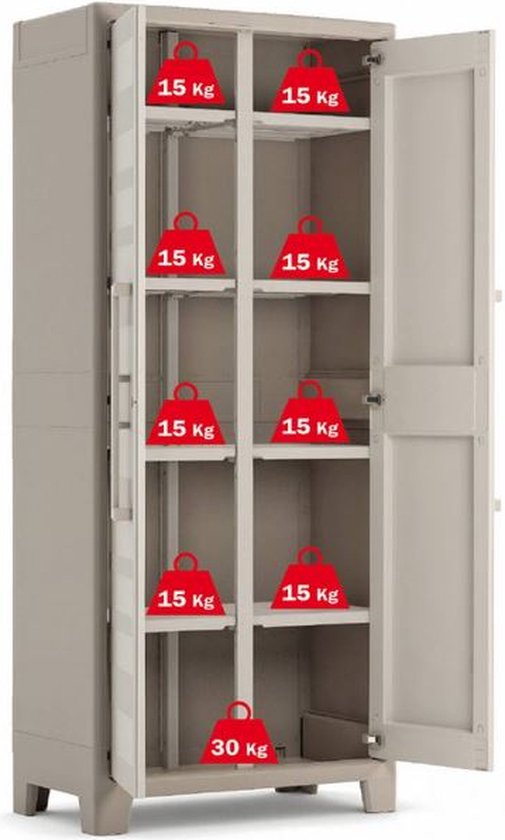 Keter Gulliver Hoge Kast - 8 halve planken - 80x44x182cm – Zand/Beige
