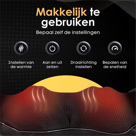 Revolt Massagekussen - 120 Minuten Draadloos - Elektrisch Nek Massage Apparaat - Nek en Schouder - Infrarood