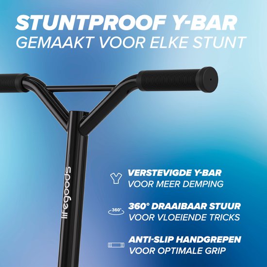 LifeGoods Stuntstep Fly X - 6+ Jaar - Step voor Kinderen - Jongens/Meisjes - 100mm - 100KG - Zwart/Blauw