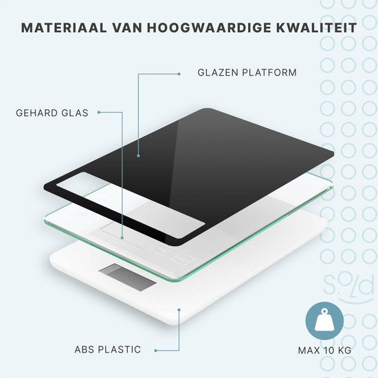 S.old Digitale Keukenweegschaal – Weegschaal Keuken - USB Oplaadbaar - 1gr tot 10kg – Tarra Functie - Zwart - 23x16x3 cm
