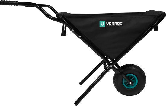 VONROC Opvouwbare kruiwagen – 50 liter – 30 kg. laadvermogen – Ideaal voor het afvoeren van tuinafval