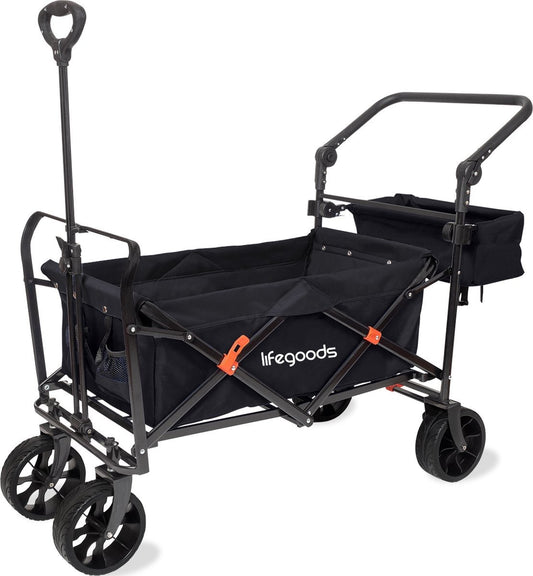 LifeGoods Bolderkar – Inklapbaar – max. 120 kg – 120 x 61 x 80 cm – Zwart