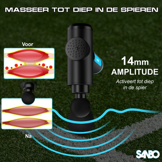 Sanbo-Massage Gun met 30 Standen – 8 Opzetstukken – Spierherstel & Ontspanning – Professioneel Massageapparaat