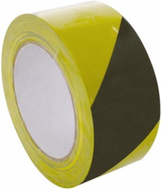 Perel Signalisatietape, voor waarschuwings- en markeringstoepassingen, op rol, zwart/geel, 5 cm x 33 m