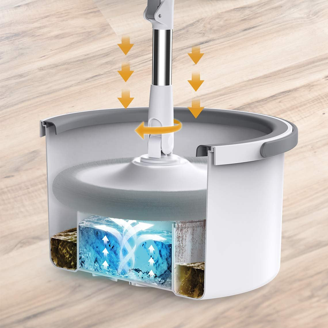 Livington Clean Water Spin Mop - Altijd Schoon Water - Inclusief Reinigingsmiddel en Pads - Voor Alle Vloertypes