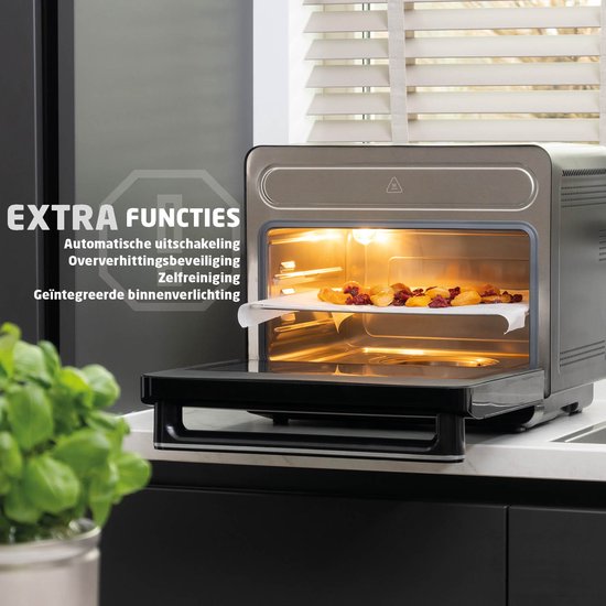Vrijstaande Combi Oven – XXL Airfryer Stoomoven – 24 Liter – Zelfreinigend – Digitaal Display met Touch – 9 Programma's – Met Accessoires - BREND BR-2234