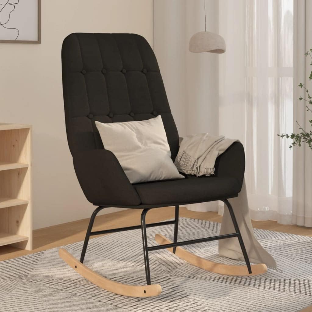 VidaXL Schommelstoel met stoffen bekleding - Zwart - 70 x 79 x 101 cm
