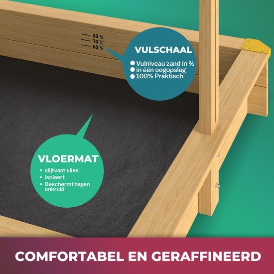 Spielwerk Zandbak - Hout Zonnedak UV 50+ Samu - 120x120x120cm