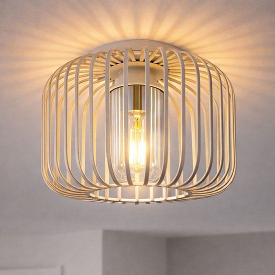 Plafonniere - beige - ALFRED - metaal - Ø 28cm - E27 - 15758D - Globo