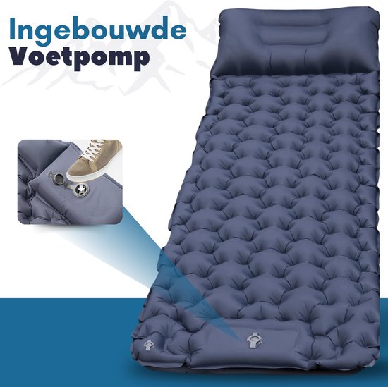 Vertrex Inflate-X1 Slaapmat met Ingebouwde Pomp - Luchtbed - 1 Persoons - Marineblauw