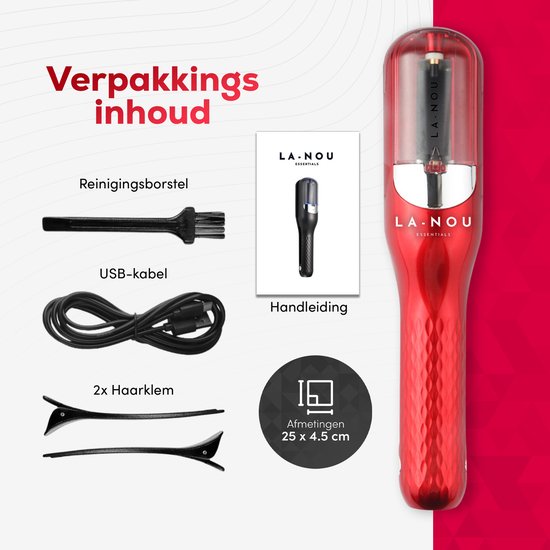 La Nou® Split Remover 4 - Split Ender -Incl. accessoires - Voor Gespleten Haarpunten - Split end Trimmer - Split remover - Rood