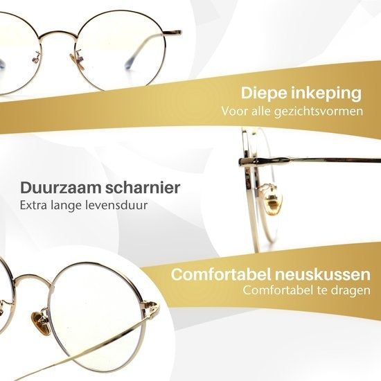 LC Eyewear Computerbril - Blauw Licht Bril - Blue Light Glasses - Beeldschermbril - Metaal - Unisex - Goud