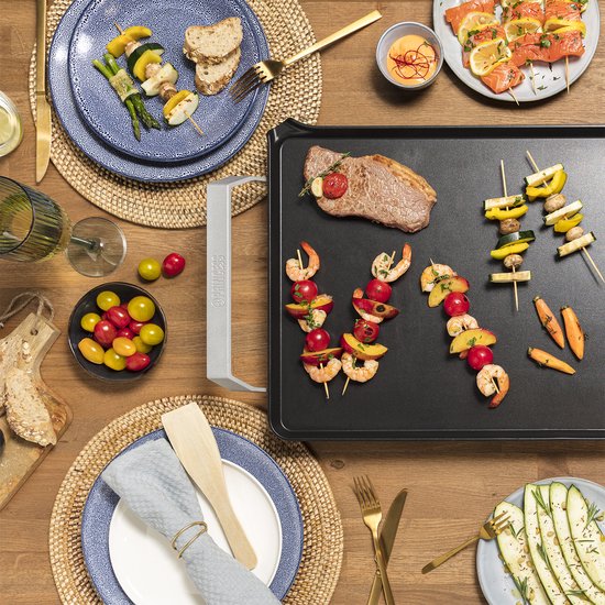 Princess Bakplaat 103120 - Table Chef Premium - Grillplaat - Gourmet - Groot 60x36 cm - 2500W - Regelbare thermostaat - 1.5 meter snoer - Teppanyaki - Dubbel verwarmingselement - Extra snel warm