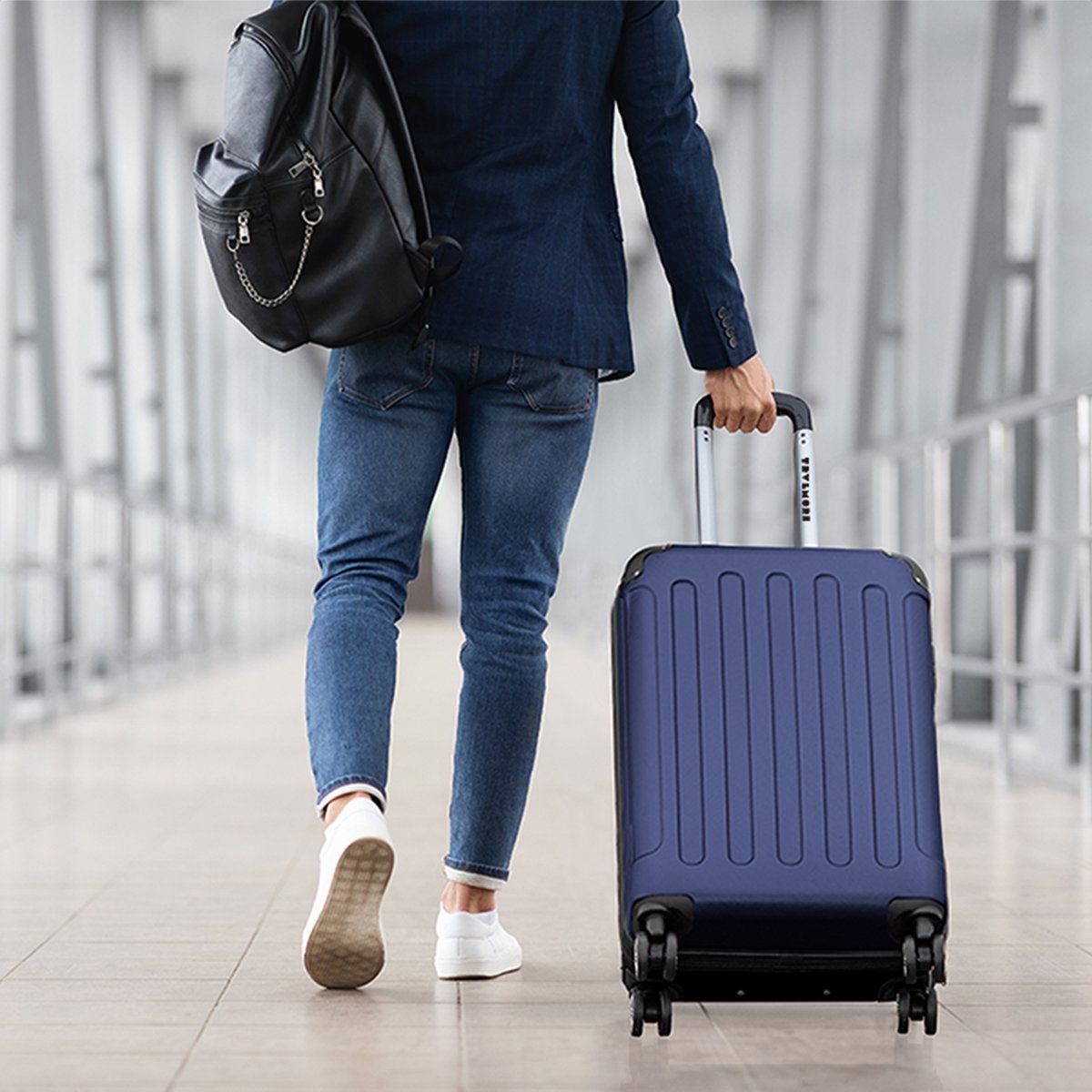 TRVLMORE Handbagage Koffer met Wielen - Cijferslot - 54x36x20cm - 38L - Donkerblauw