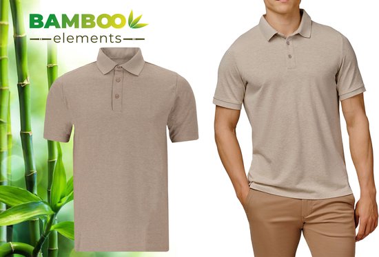 Bamboo Elements - Polo Shirt Heren - Dark Sand Beige - Maat M - Polo Heren - Korte Mouw - Pique Stof - T Shirt Heren - Bamboe