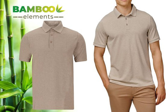 Bamboo Elements - Polo Shirt Heren - Dark Sand Beige - Maat M - Polo Heren - Korte Mouw - Pique Stof - T Shirt Heren - Bamboe